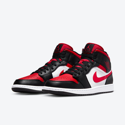 Jordan 1 Mid White Black Red
