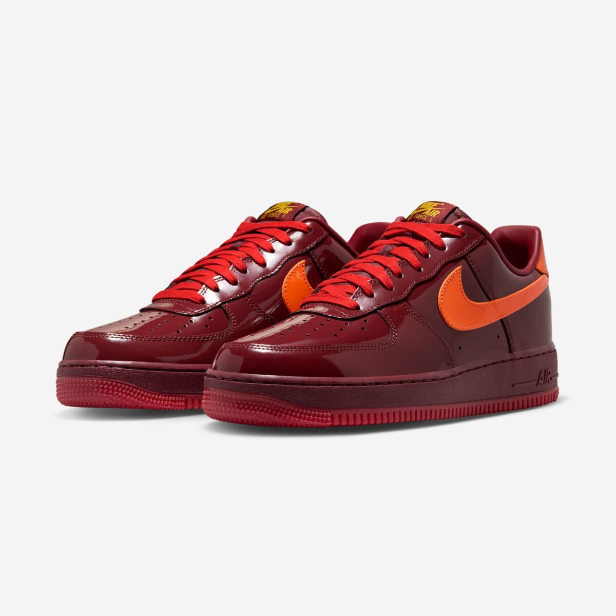 Nike Air Force 1 Low Patent Leather Dark Team Red Safety Orange